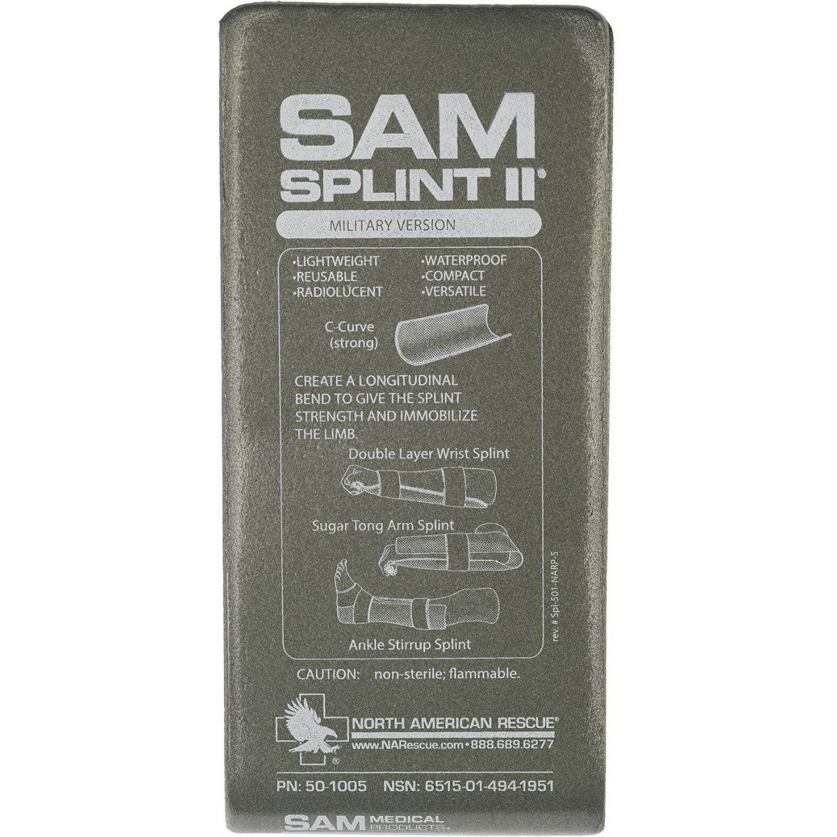 Férula Versión Militar, Universal, SAM Splint II®