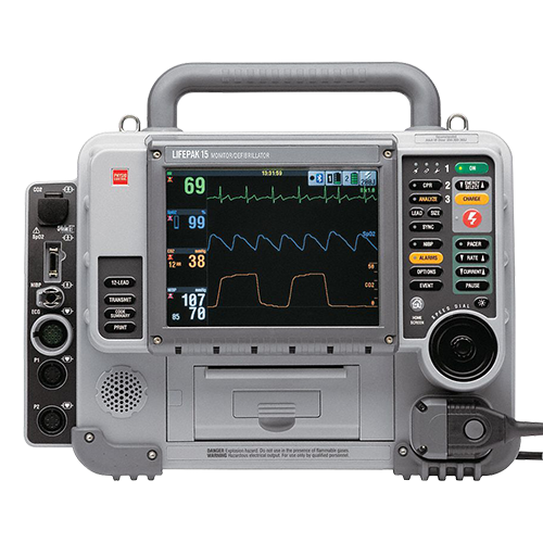 Physio-Control LIFEPAK 15 AED 12 Conductor, estimulación, SpO2, PNI, EtCO2, Bluetooth restaurado