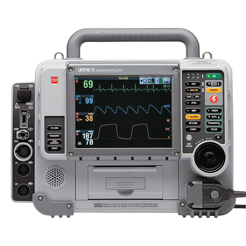 Physio-Control LIFEPAK 15 AED 12 Conductor, estimulación, SpO2, PNI, EtCO2, Bluetooth restaurado