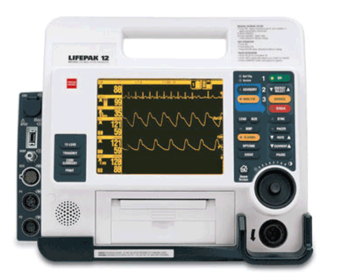 Defibrilador LIFEPAK 12 de Physio-Control Recertificado AED de 12 derivaciones, estimulación, NIBP, SpO2, pantalla EL