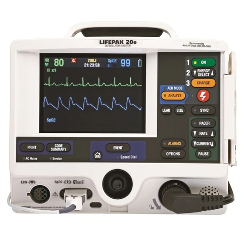 Physio-Control LIFEPAK 20E restaurado - 3 conductores, AED, estimulación