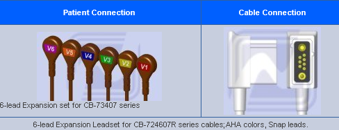 Juego de cables de expansión AMC (Generic / OEM) de 6 conductores para cables de la serie CB-724607R; colores AHA, cables de conexión # LW-40106
