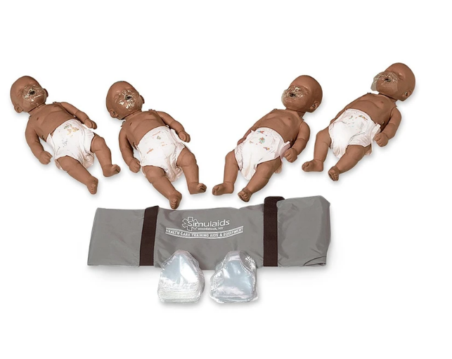 Simulaids, Maniquíes para RCP Sani-Baby - Paquete de 4 - Oscuro